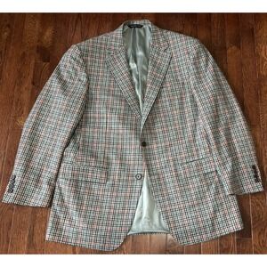 Samuelsohn Sport Coat Blazer 42R Gray Plaid Wool Cashmere Soft